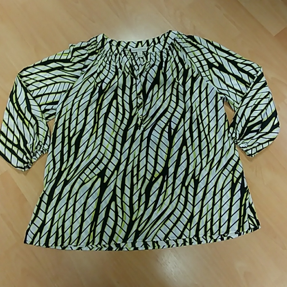 Dana Buchman Printed High Low Blouse - Picture 7 of 8
